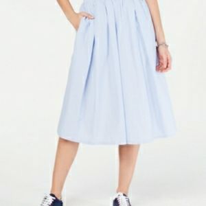 Tommy Hilfiger Light Blue Pinstripe Midi Pleated